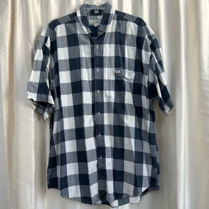 GUESS blue check button up short sleeve shirt.  L